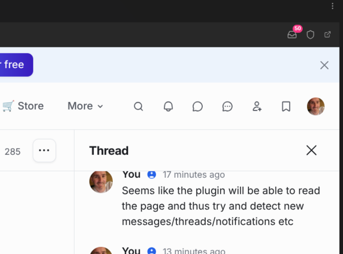 Unread count in the pane toolbar